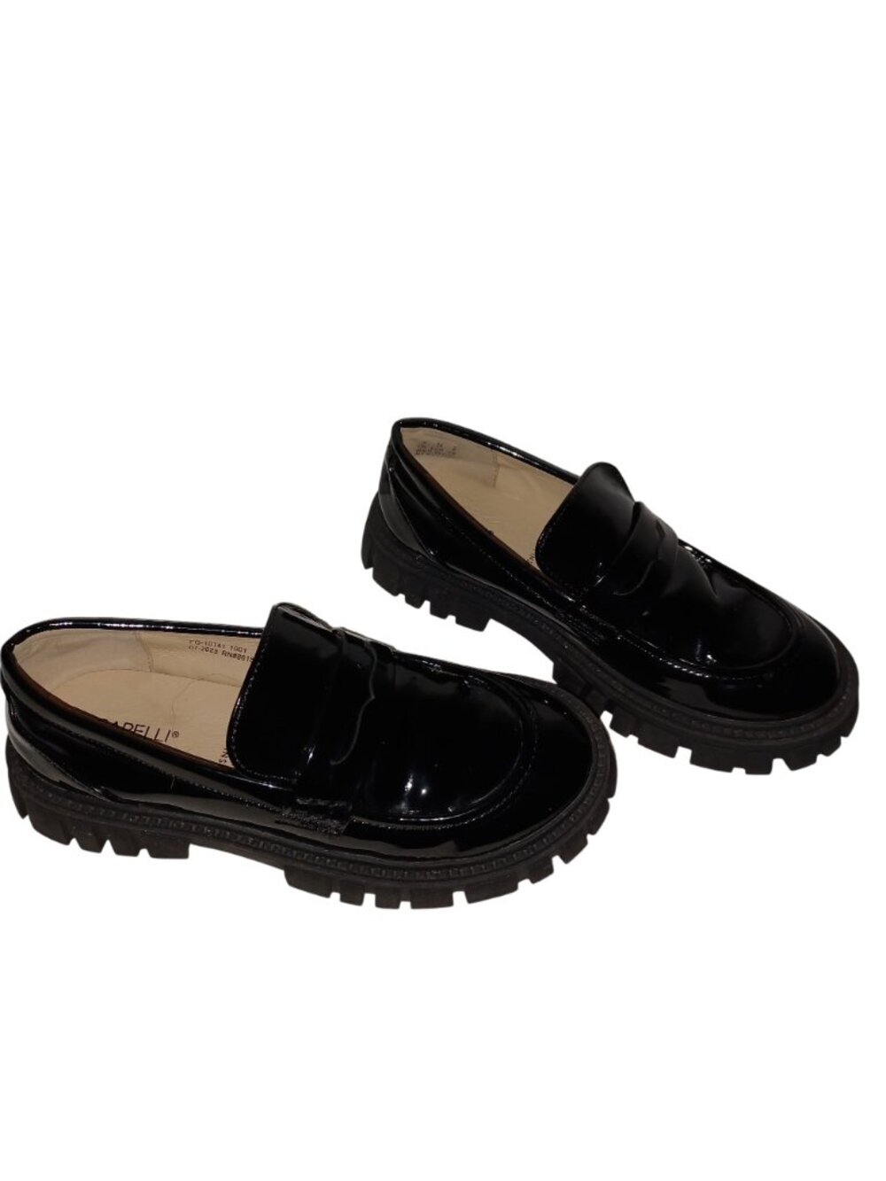 Loafers Penny Shoes Lug Sole Chunky Black Capelli Patent leather Girls Size 3